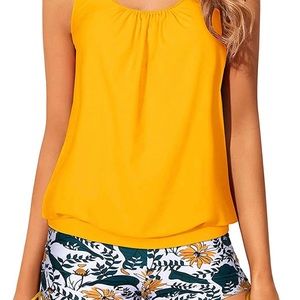 Yonique Blouson Tankini Swimsuits for Women 2 Piece Bathing Suit w/boyshorts